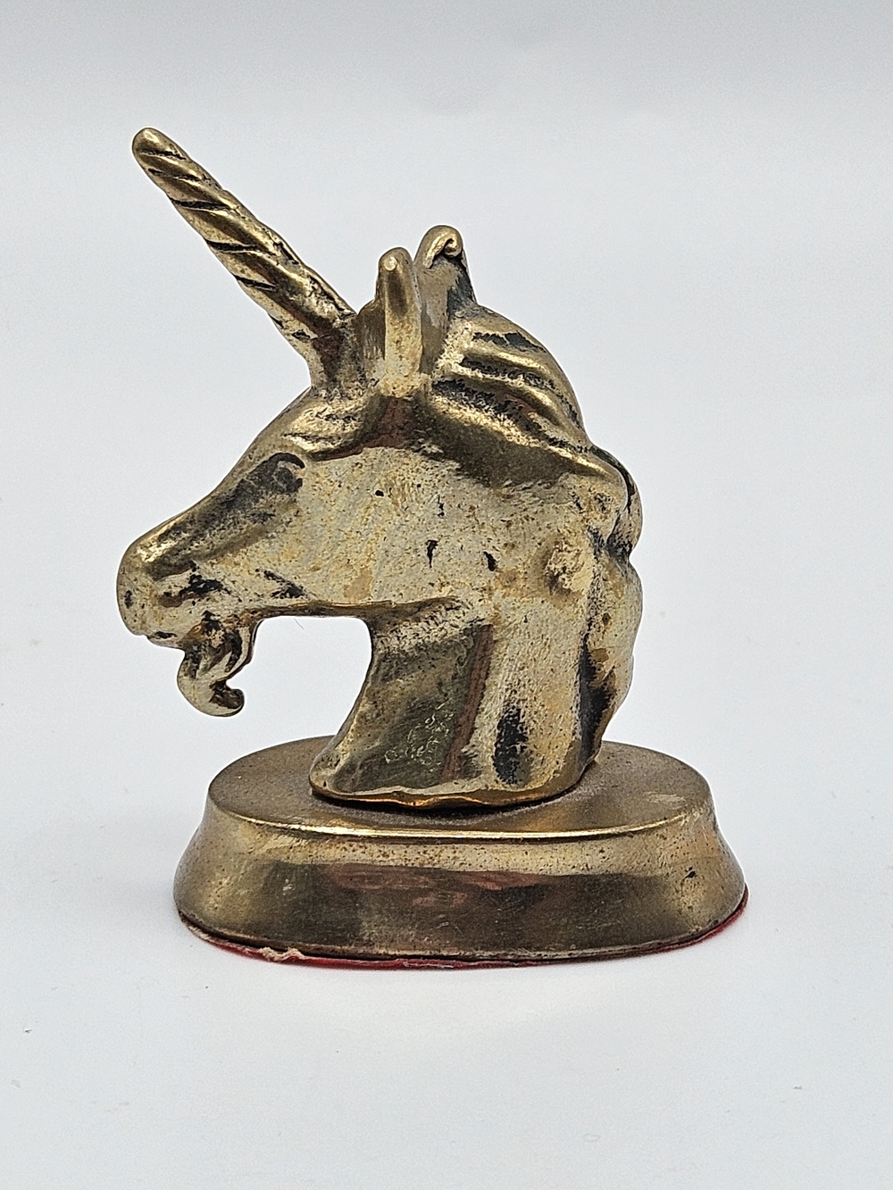 VINTAGE Brass Small Unicorn Head Bust Figurine Paperweight Decor Fantasy